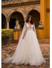 Beaded Ivory Lace Tulle Sexy Luxurious Wedding Dress